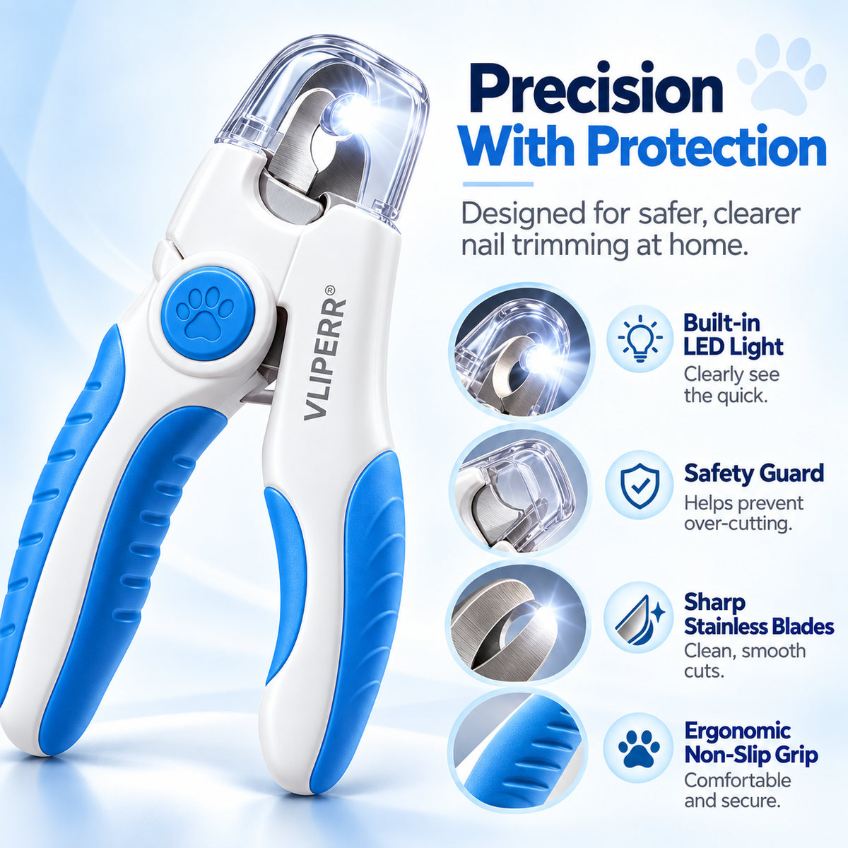 VLIPERR® PawTrim LED Pet Nail Clipper with Safety Guard