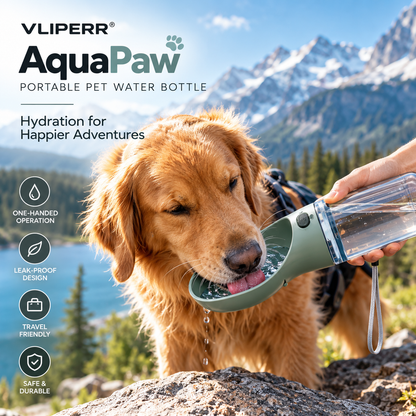 VLIPERR® AquaPaw Portable Pet Water Bottle & Drinking Bowl