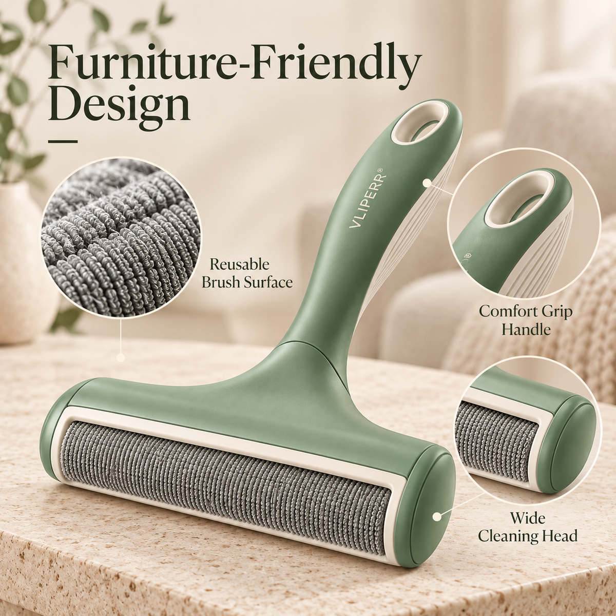 VLIPERR® FurVac Reusable Furniture Pet Hair Remover Brush