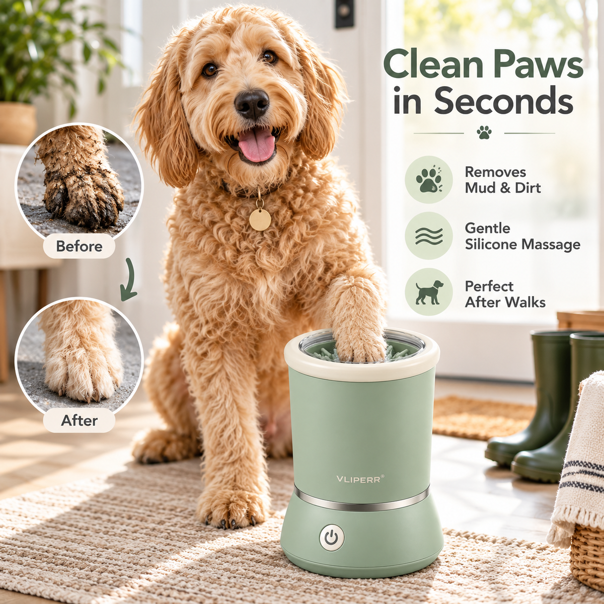 VLIPERR® PawFresh One-Touch Pet Paw Washer & Massager