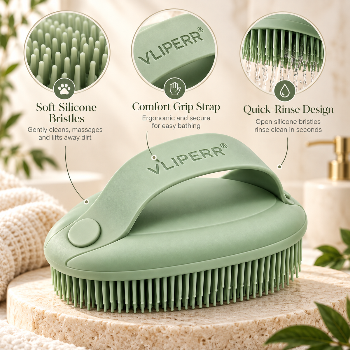 VLIPERR® BathBuddy Silicone Pet Shampoo & Massage Brush