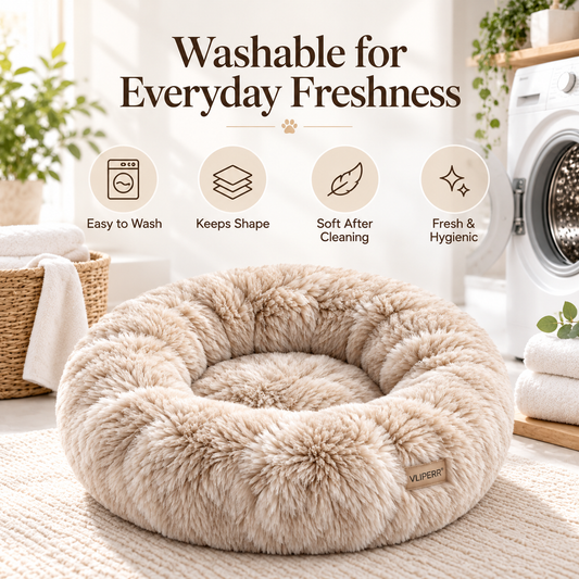 VLIPERR® CalmNest Washable Plush Calming Pet Bed