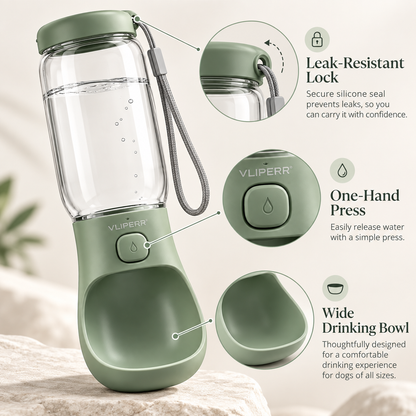 VLIPERR® AquaPaw Portable Pet Water Bottle & Drinking Bowl