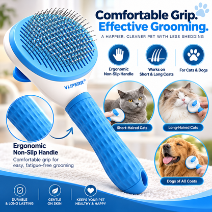VLIPERR® ShedEase One-Click Self-Cleaning Pet Grooming Brush