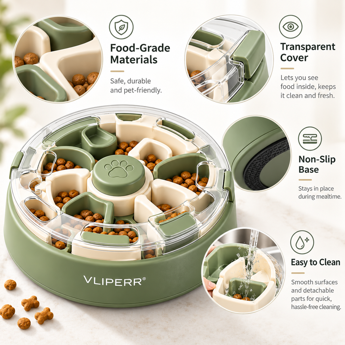 VLIPERR® FeedMate Interactive Slow Feeder Puzzle Bowl